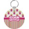 Pink Monsters & Stripes Round Keychain (Personalized)