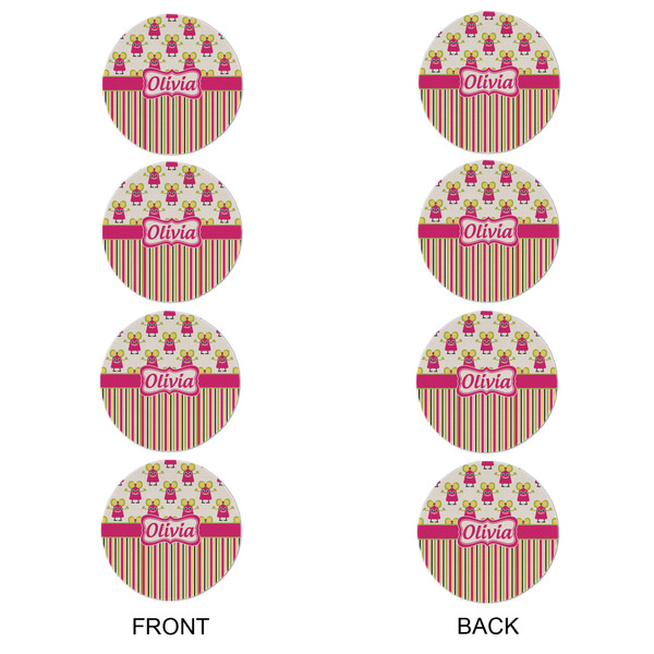 Pink Monsters & Stripes Round Linen Placemats - APPROVAL Set of 4 (double sided)