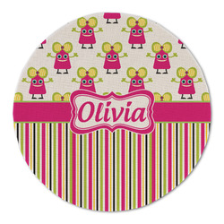 Pink Monsters & Stripes Round Linen Placemat (Personalized)