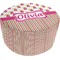 Pink Monsters & Stripes Round Pouf Ottoman (Top)