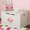 Pink Monsters & Stripes Round Wall Decal on Toy Chest