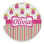 Pink Monsters & Stripes Sandstone Car Coaster - Single (Personalized)