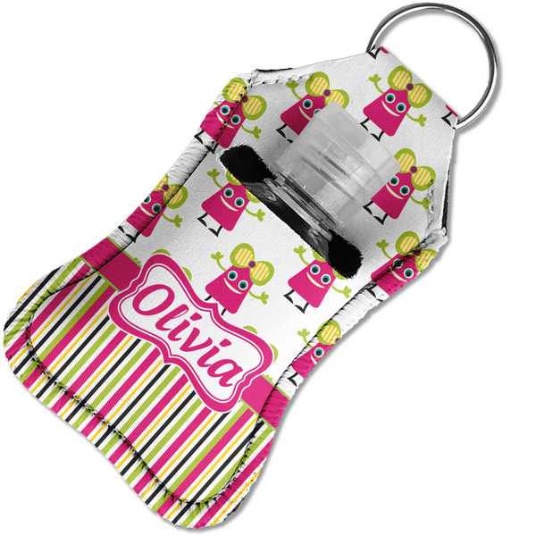Pink Monsters & Stripes Sanitizer Holder Keychain - Small in Case