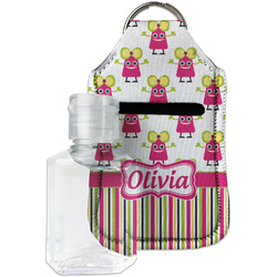 Pink Monsters & Stripes Hand Sanitizer & Keychain Holder (Personalized)