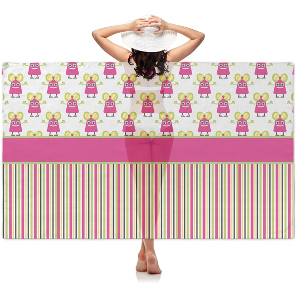 Custom Pink Monsters & Stripes Sheer Sarong