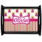Pink Monsters & Stripes Black Wooden Tray - Large (Personalized)