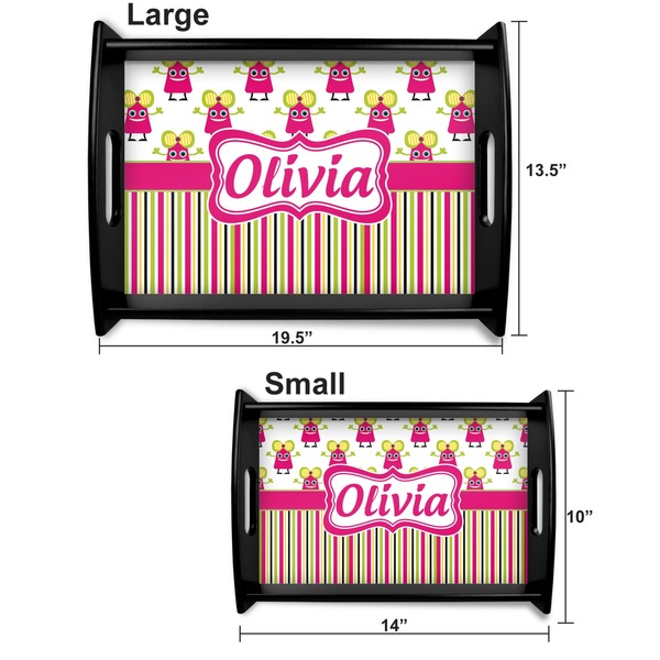 Pink Monsters & Stripes Serving Tray Black Sizes
