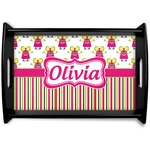 Pink Monsters & Stripes Wooden Tray (Personalized)