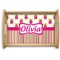 Pink Monsters & Stripes Natural Wooden Tray - Small (Personalized)