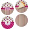 Pink Monsters & Stripes Set of Appetizer / Dessert Plates