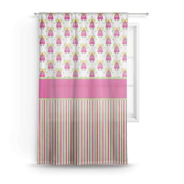 Custom Pink Monsters & Stripes Sheer Curtain - 50"x84"