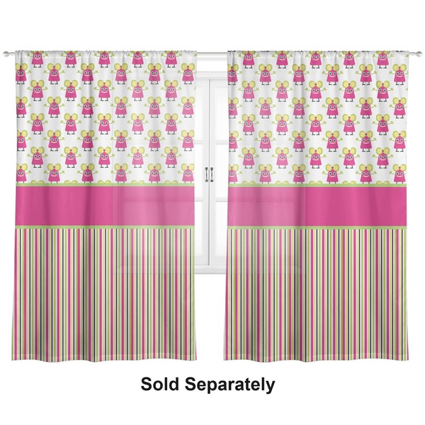 Pink Monsters & Stripes Sheer Curtains
