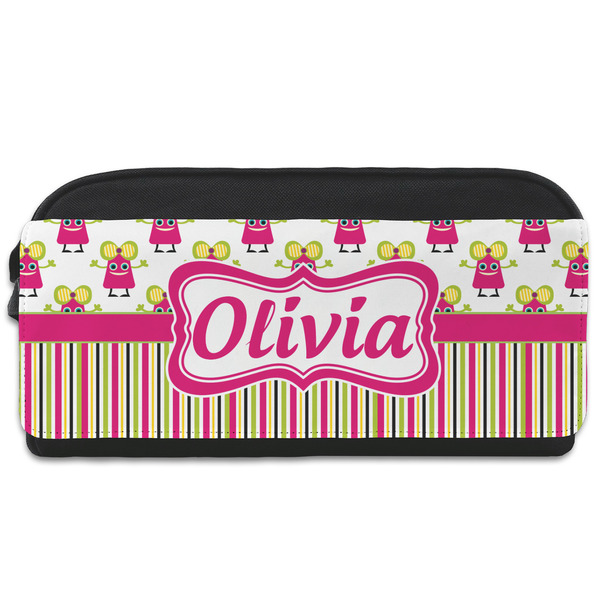 Custom Pink Monsters & Stripes Shoe Bag (Personalized)