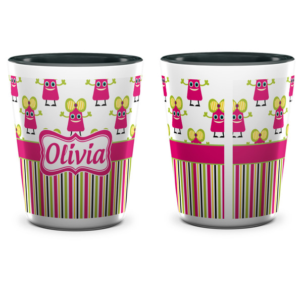 Pink Monsters & Stripes Shot Glass - Two Tone - APPROVAL