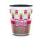Pink Monsters & Stripes Ceramic Shot Glass - 1.5 oz - Two Tone - Set of 4 (Personalized)