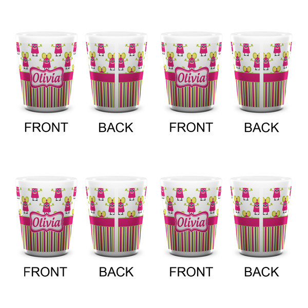 Pink Monsters & Stripes Shot Glass - White - Set of 4 - APPROVAL