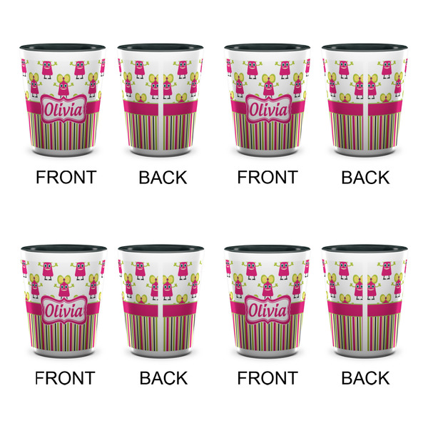 Pink Monsters & Stripes Shot Glassess - Two Tone - Set of 4 - APPROVAL
