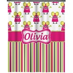 Pink Monsters & Stripes Extra Long Shower Curtain - 70"x84" (Personalized)