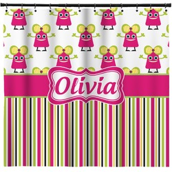 Pink Monsters & Stripes Shower Curtain - Custom Size (Personalized)