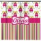 Pink Monsters & Stripes Shower Curtain (Personalized) (Non-Approval)