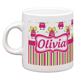Pink Monsters & Stripes Espresso Cup (Personalized)