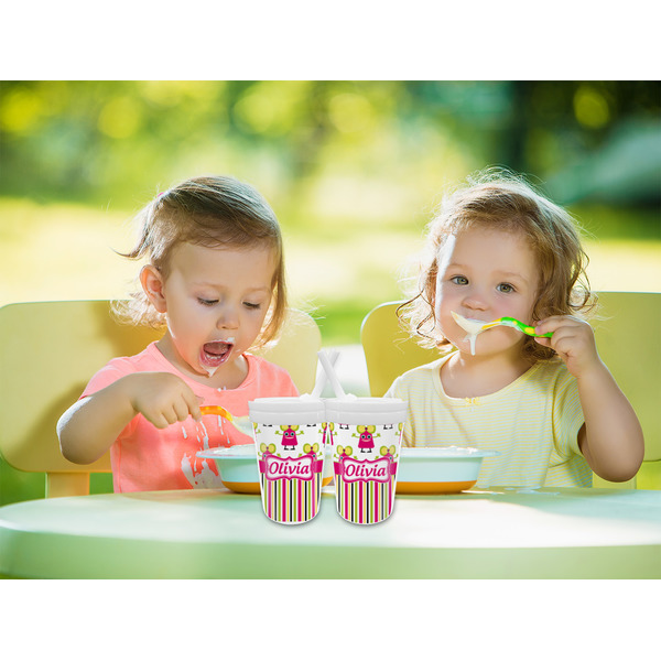 Pink Monsters & Stripes Sippy Cups w/Straw - LIFESTYLE