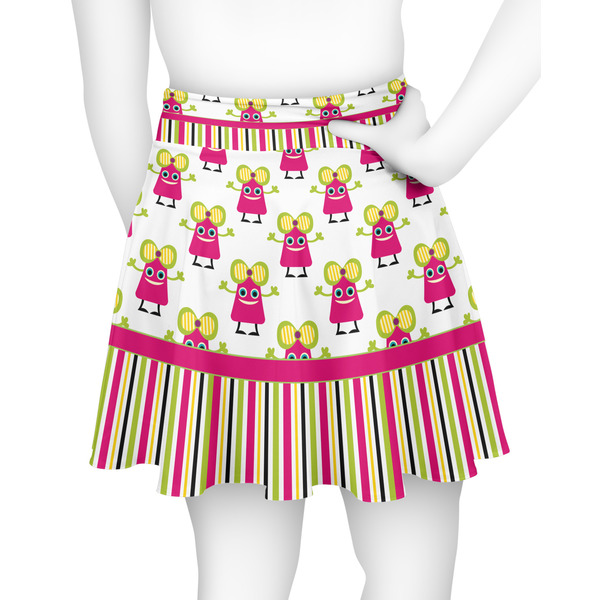 Pink Monsters & Stripes Skater Skirt - Back