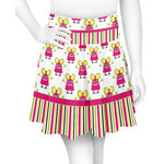 Pink Monsters & Stripes Skater Skirt - X Large