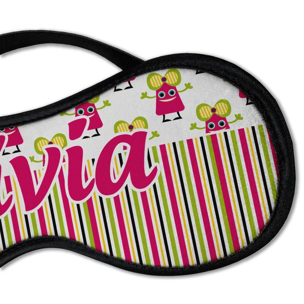 Pink Monsters & Stripes Sleeping Eye Mask - DETAIL Large
