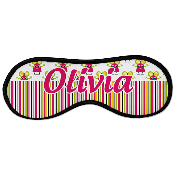 Pink Monsters & Stripes Sleeping Eye Mask - Front Large