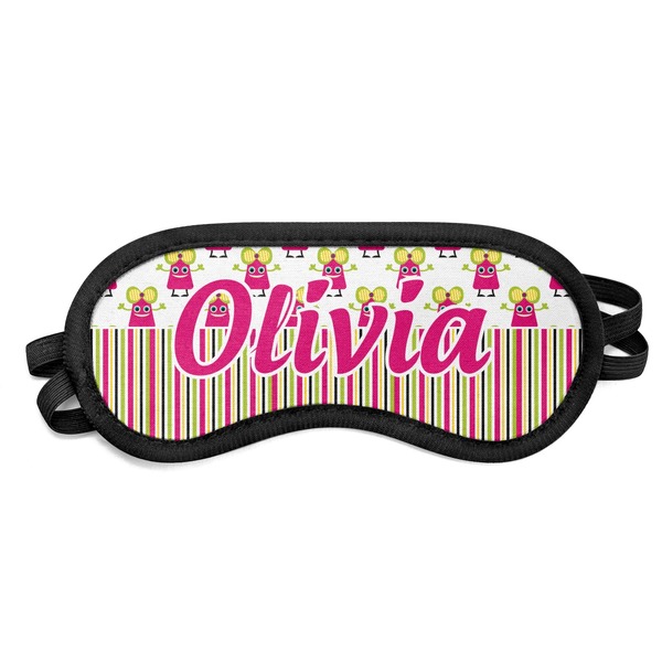Custom Pink Monsters & Stripes Sleeping Eye Mask - Small (Personalized)