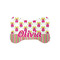 Pink Monsters & Stripes Bone Shaped Dog Food Mat (Small) (Personalized)