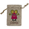 Pink Monsters & Stripes Small Burlap Gift Bag - Front
