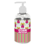 Pink Monsters & Stripes Plastic Soap / Lotion Dispenser (8 oz - Small - White) (Personalized)