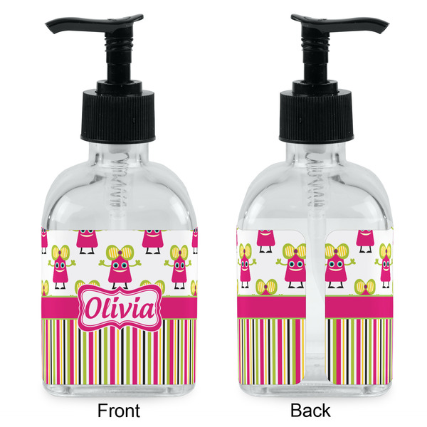 Pink Monsters & Stripes Glass Soap/Lotion Dispenser - Approval