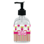 Pink Monsters & Stripes Glass Soap & Lotion Bottle - Single Bottle (Personalized)
