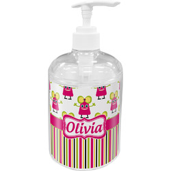 Pink Monsters & Stripes Acrylic Soap & Lotion Bottle (Personalized)