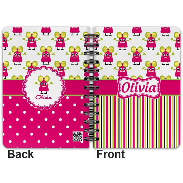 Pink Monsters & Stripes Spiral Journal 5 x 7 - Apvl
