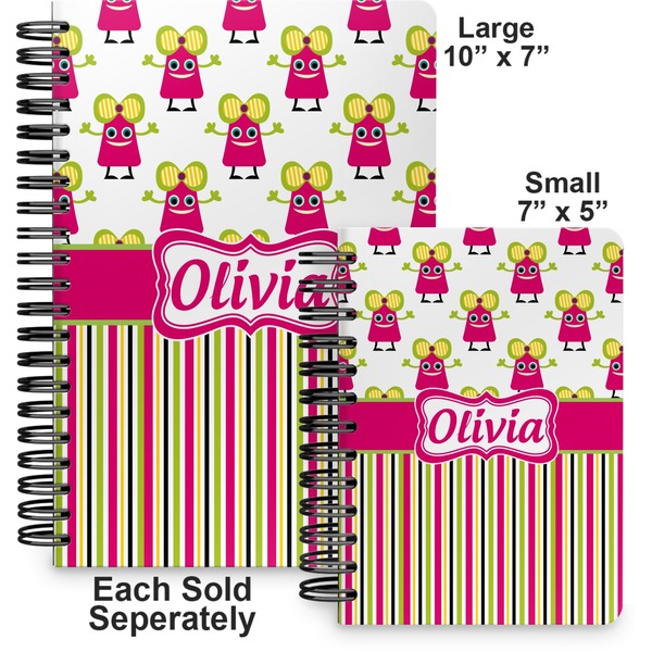 Pink Monsters & Stripes Spiral Journal - Comparison