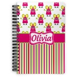Pink Monsters & Stripes Spiral Notebook - 7x10 w/ Name or Text