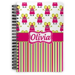 Pink Monsters & Stripes Spiral Notebook (Personalized)