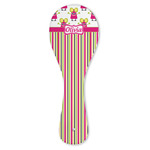 Pink Monsters & Stripes Ceramic Spoon Rest (Personalized)