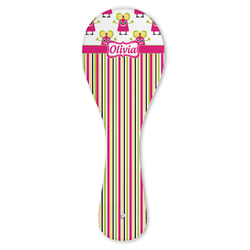 Pink Monsters & Stripes Ceramic Spoon Rest (Personalized)