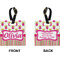 Pink Monsters & Stripes Square Luggage Tag (Front + Back)