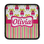 Pink Monsters & Stripes Iron On Square Patch w/ Name or Text