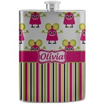Pink Monsters & Stripes Stainless Steel Flask (Personalized)