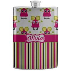 Pink Monsters & Stripes Stainless Steel Flask (Personalized)