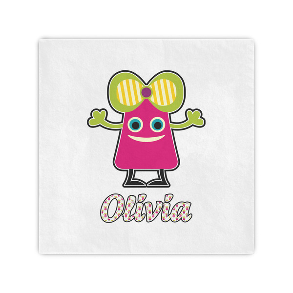Custom Pink Monsters & Stripes Cocktail Napkins (Personalized)