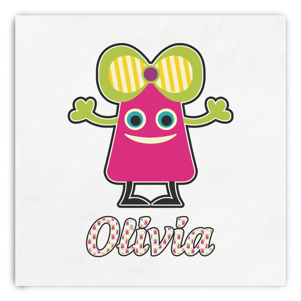 Custom Pink Monsters & Stripes Paper Dinner Napkins (Personalized)