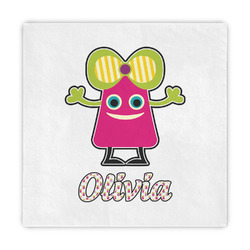 Pink Monsters & Stripes Decorative Paper Napkins (Personalized)
